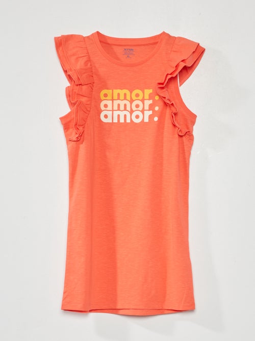 Vestido em jersey sem mangas com folhos - Kiabi