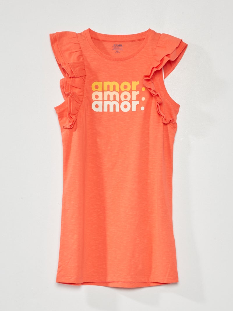 Vestido em jersey sem mangas com folhos BRANCO - Kiabi