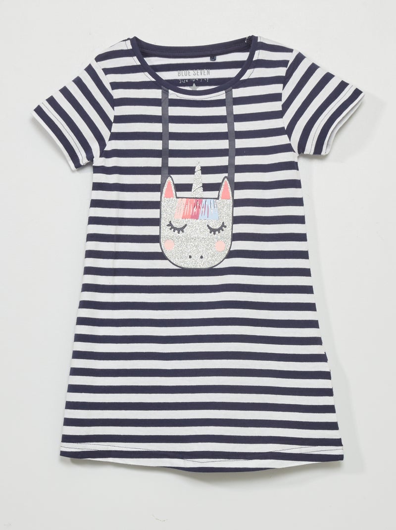 Vestido em jersey 'unicórnio' AZUL - Kiabi