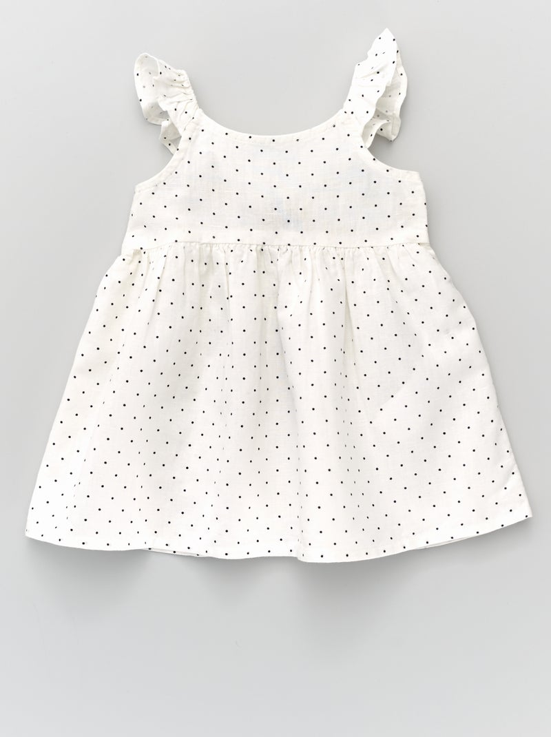 Vestido em linho com pontilhado Bolinhas - Kiabi
