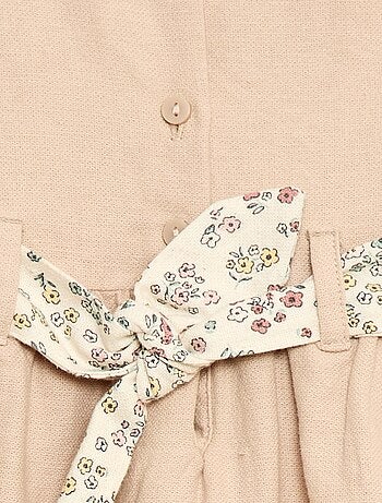 Vestido em linho misto com cinto