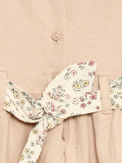 Vestido em linho misto com cinto - Kiabi