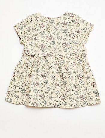 Vestido em linho misto com cinto