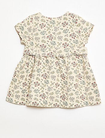 Vestido em linho misto com cinto