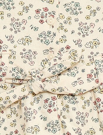 Vestido em linho misto com cinto