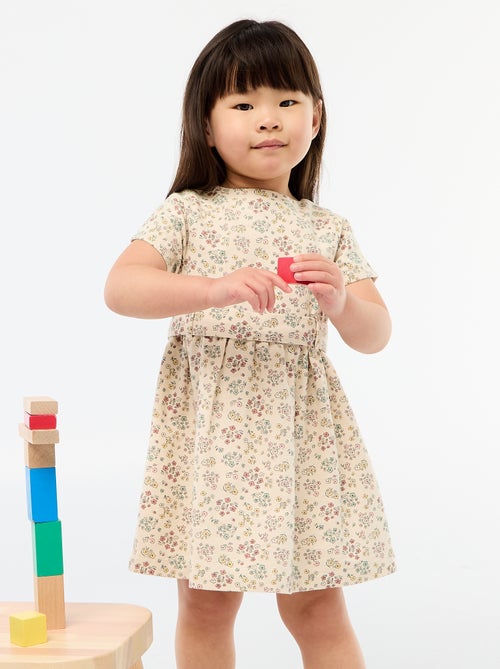 Vestido em linho misto com cinto - Kiabi