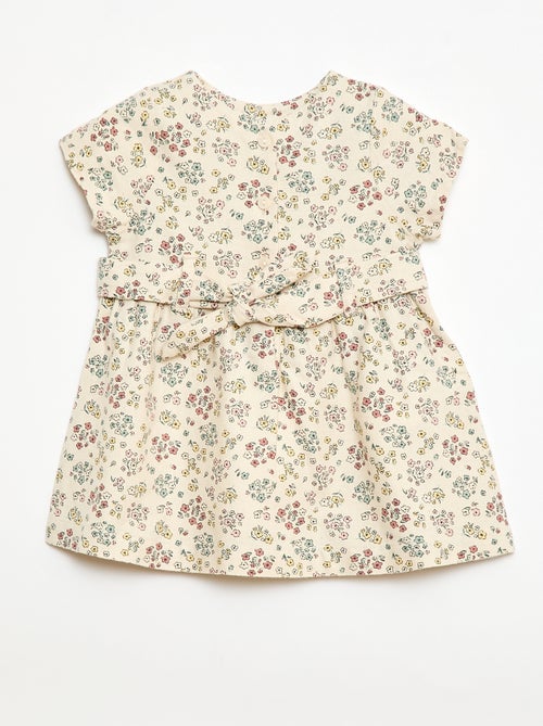 Vestido em linho misto com cinto - Kiabi