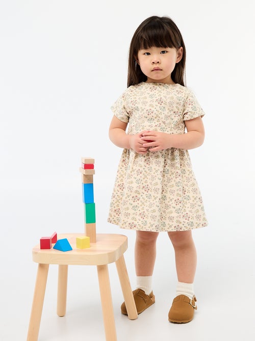Vestido em linho misto com cinto - Kiabi