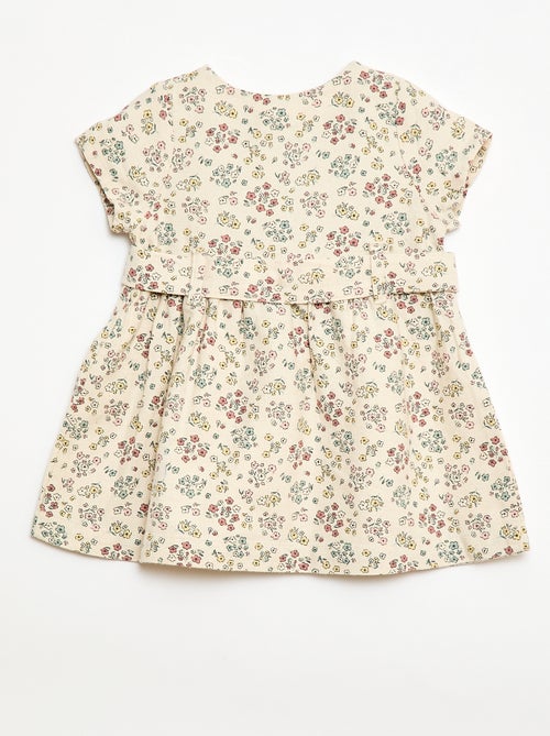 Vestido em linho misto com cinto - Kiabi