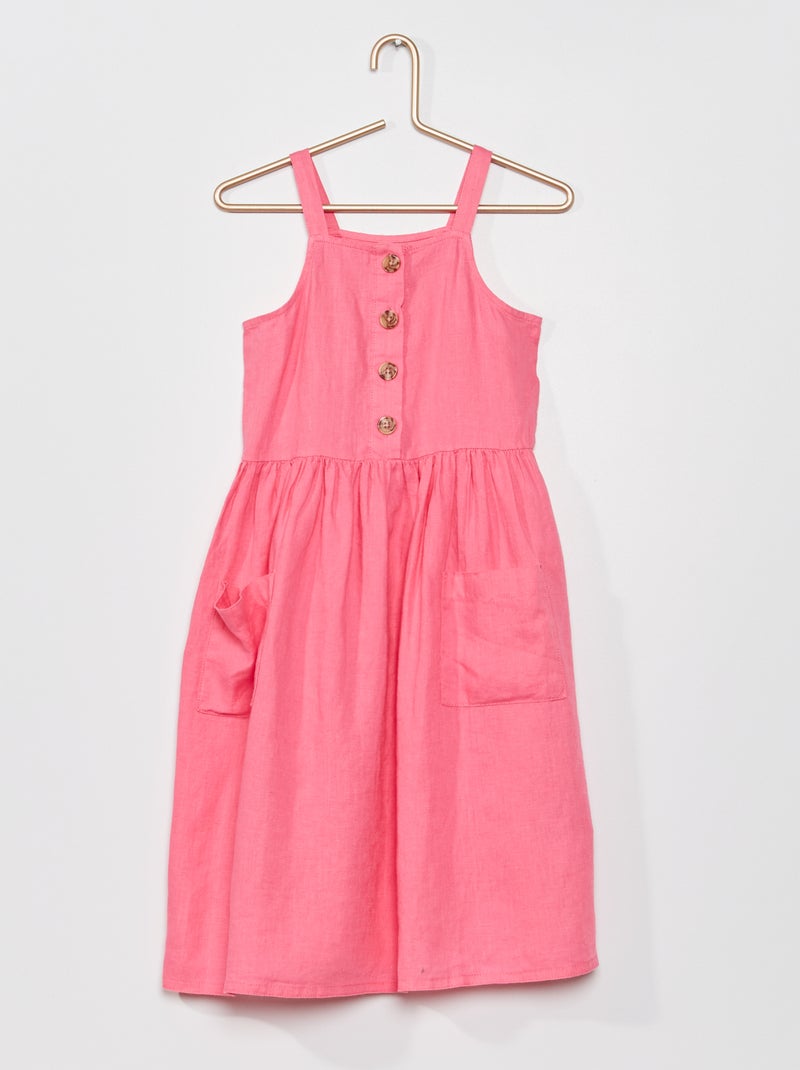 Vestido em linho Rosa - Kiabi