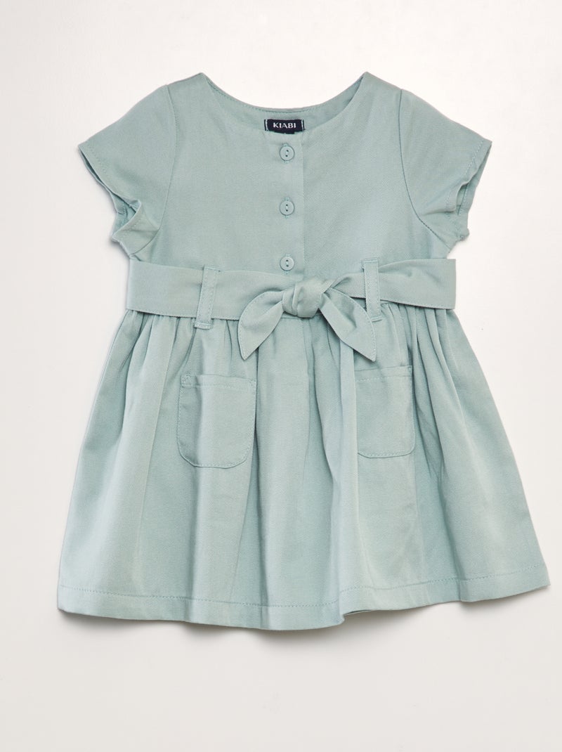 Vestido em lyocell evasé AZUL - Kiabi