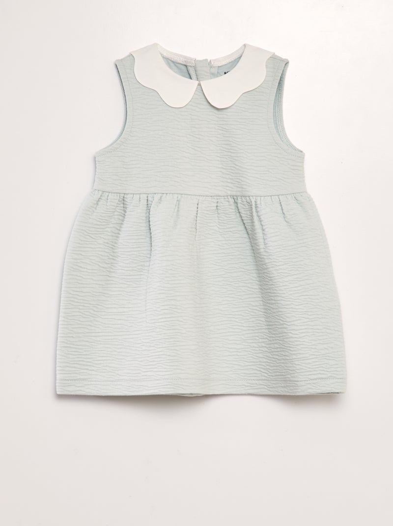 Vestido em malha amarrotada com gola claudine AZUL - Kiabi