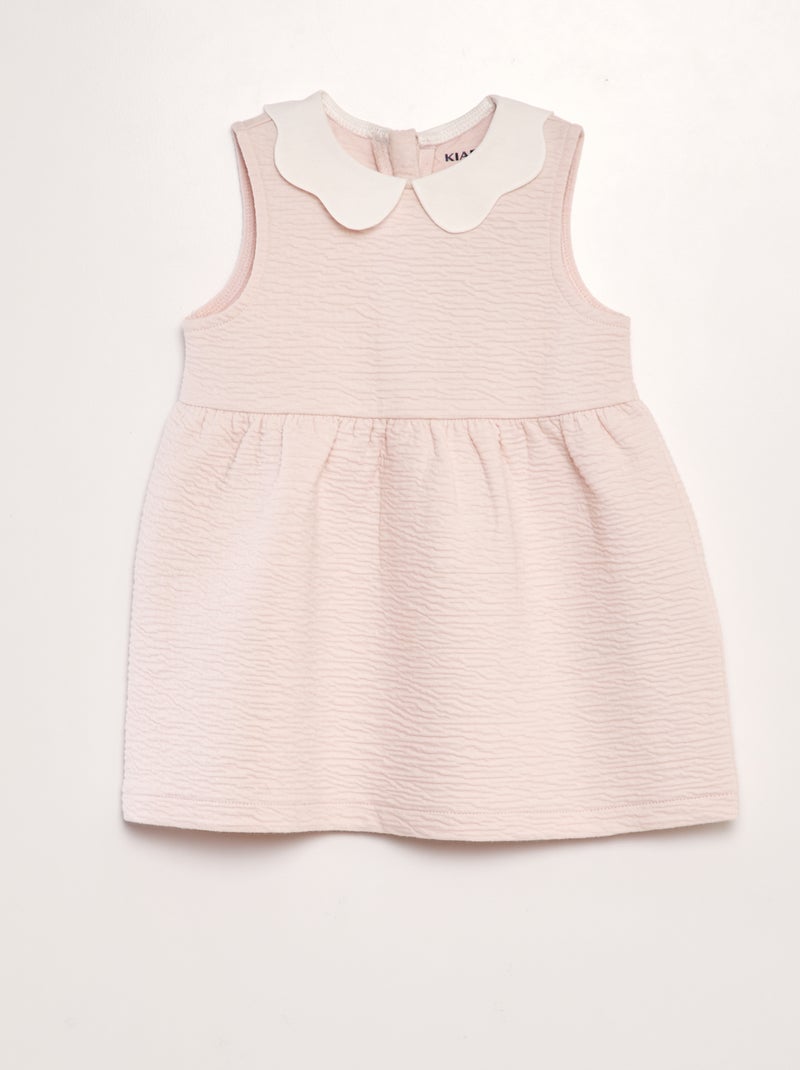 Vestido em malha amarrotada com gola claudine ROSA - Kiabi