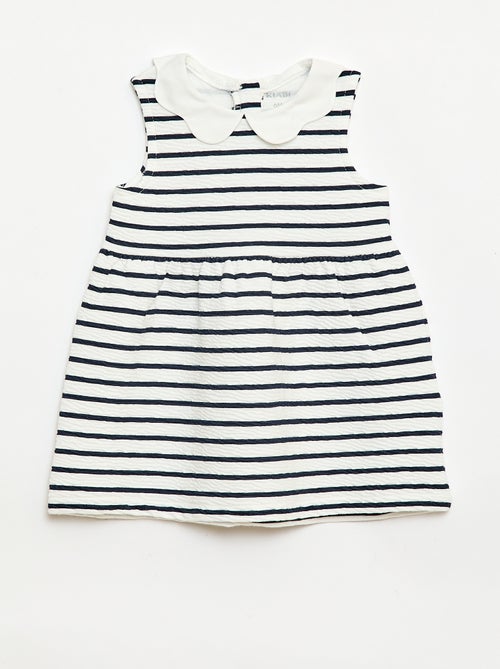Vestido em malha amassada com gola em popelina - Kiabi