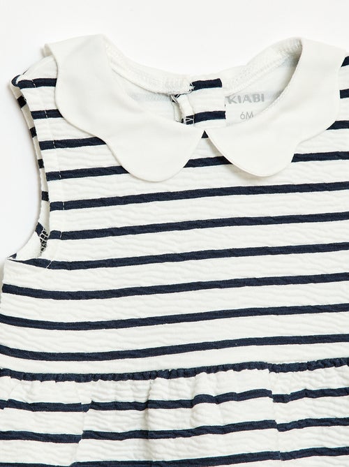 Vestido em malha amassada com gola em popelina - Kiabi