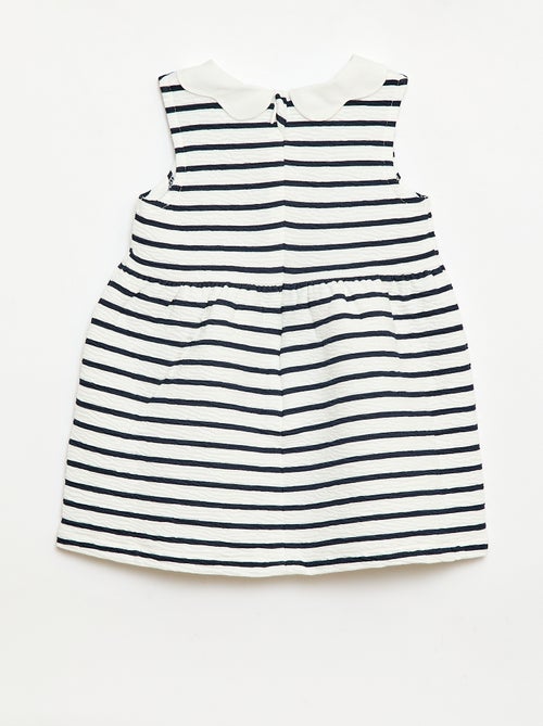 Vestido em malha amassada com gola em popelina - Kiabi