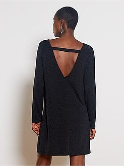 Vestido em malha brilhante com costas abertas - Kiabi