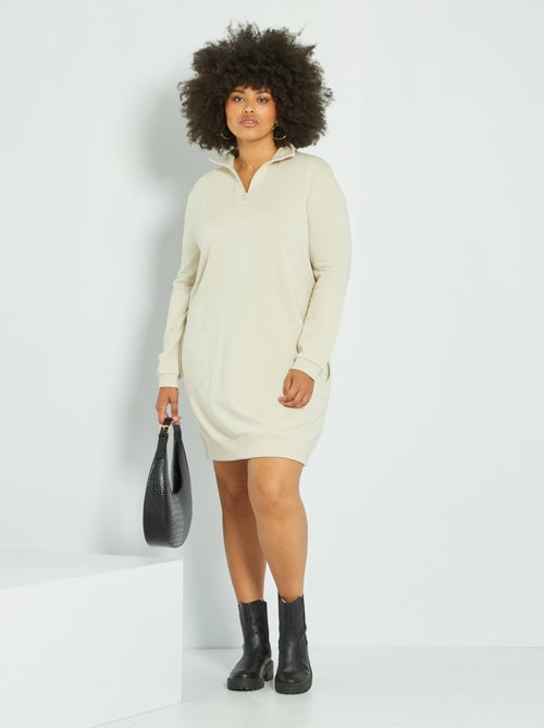 Vestido em malha com gola subida com fecho - Kiabi