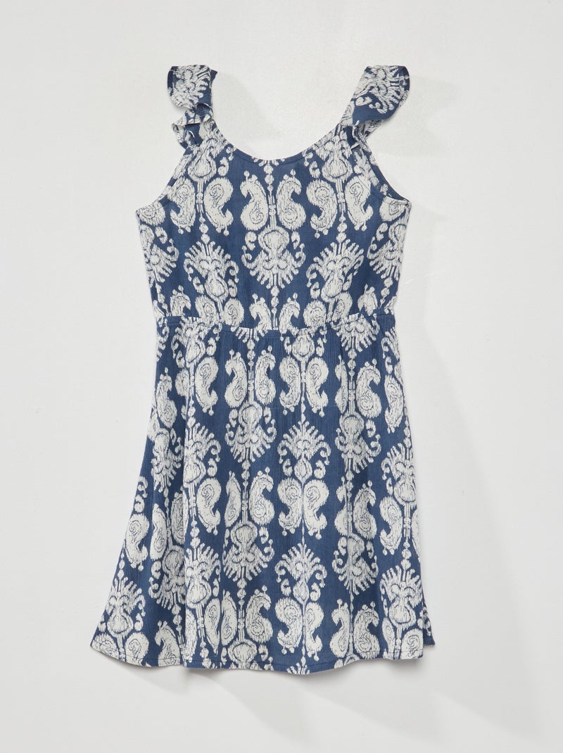 Vestido em malha crepe AZUL - Kiabi