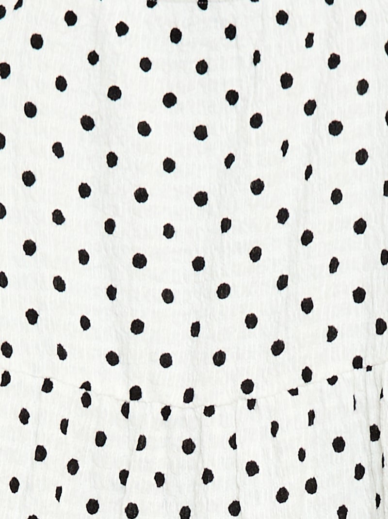 Vestido em malha crepe com estampado de bolinhas Branco - Kiabi