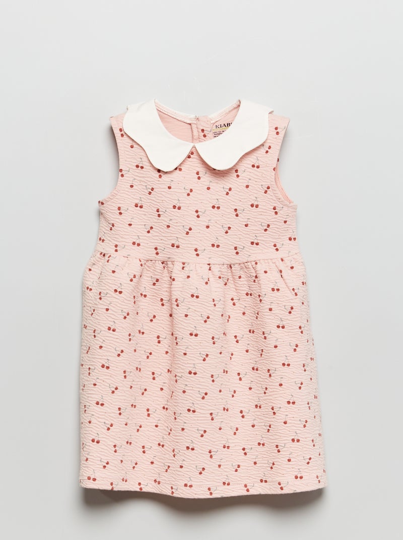 Vestido em malha crepe com gola Claudine ROSA - Kiabi