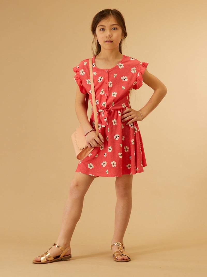 Vestido em malha crepe com motivos ROSA - Kiabi