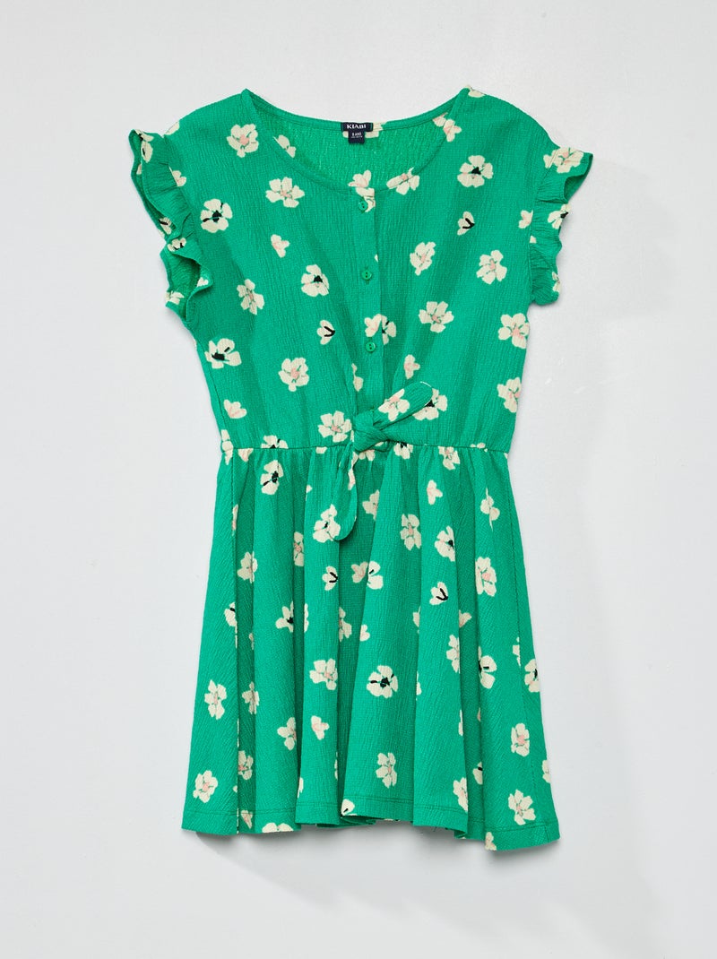 Vestido em malha crepe com motivos VERDE - Kiabi