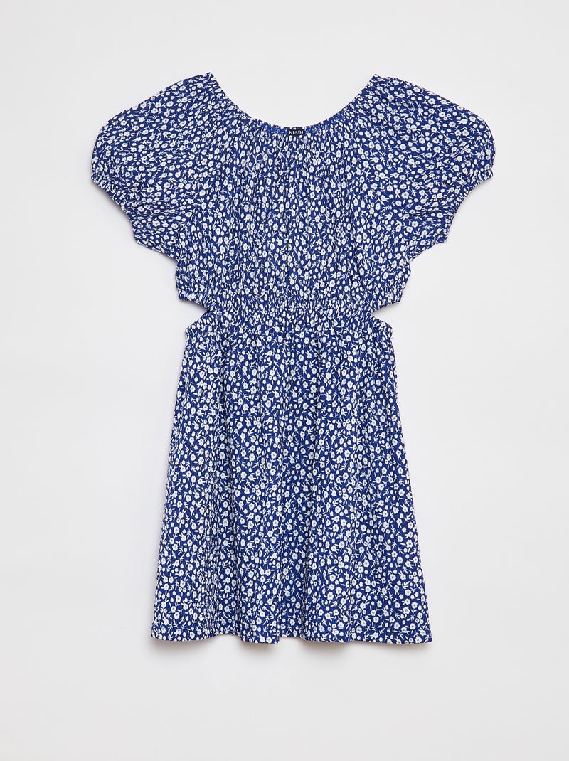 Vestido em malha crepe estampado AZUL - Kiabi