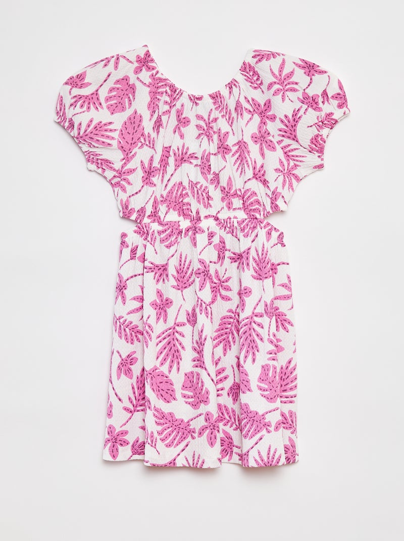 Vestido em malha crepe estampado BRANCO - Kiabi
