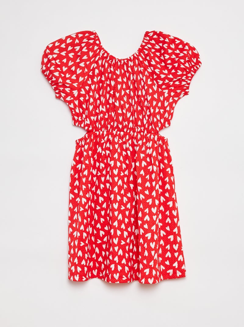 Vestido em malha crepe estampado VERMELHO - Kiabi
