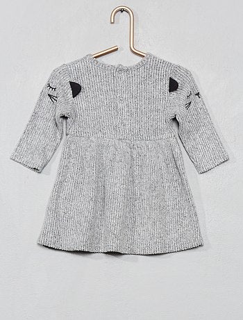 Vestido em malha de peluche 'Gato' - Kiabi