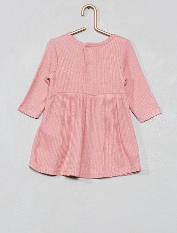 Vestido em malha de peluche 'pompons' - Kiabi