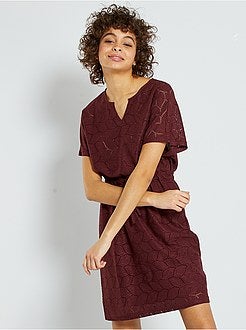 Vestido em malha de renda ajurada 'JDY' - Kiabi