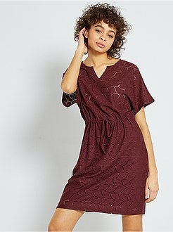 Vestido em malha de renda ajurada 'JDY' - Kiabi