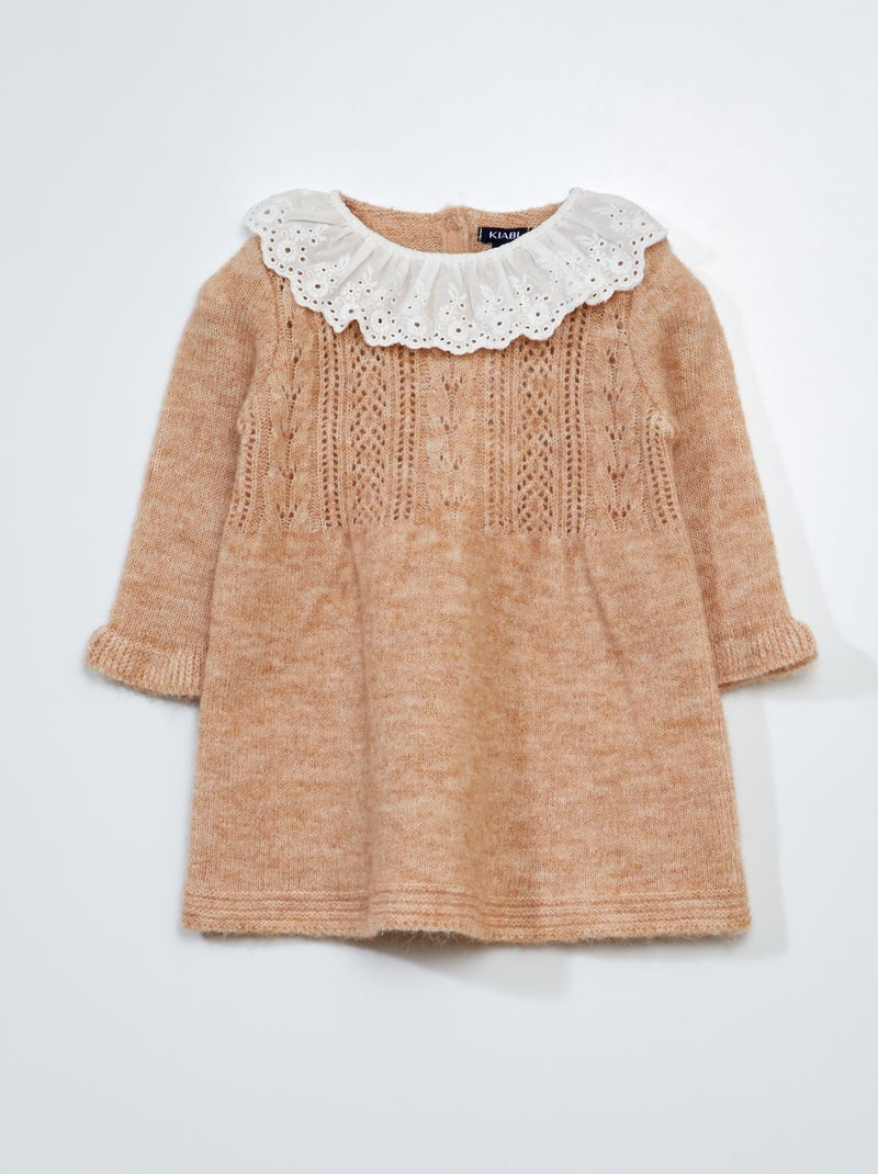 Vestido em malha de tricô BEGE - Kiabi