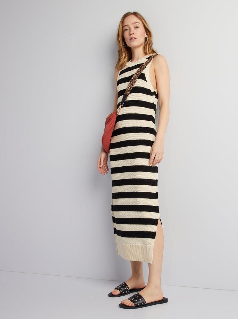 Vestido em malha de tricô BEGE - Kiabi