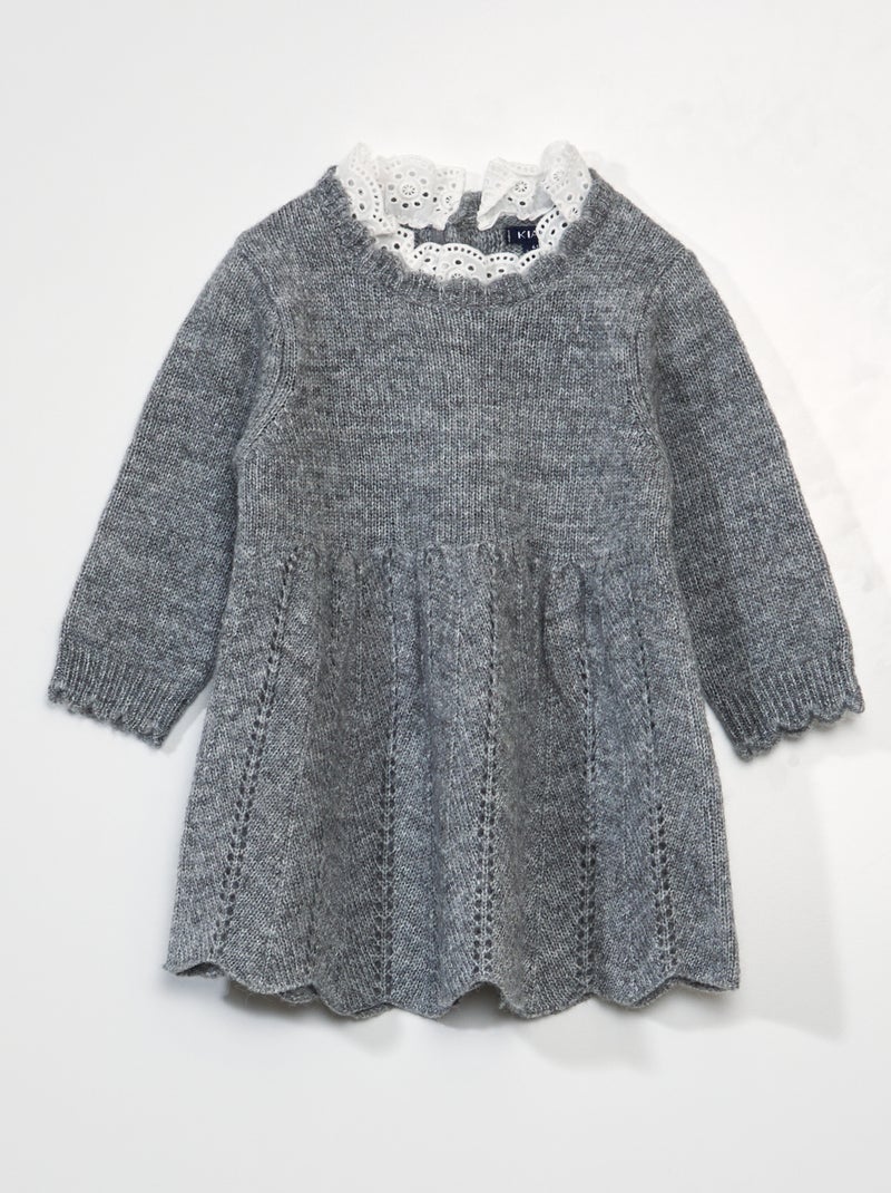Vestido em malha de tricô CINZA - Kiabi