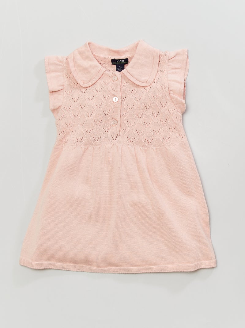 Vestido em malha de tricô com gola Claudine ROSA - Kiabi