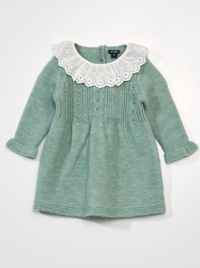 Vestido em malha de tricô VERDE - Kiabi