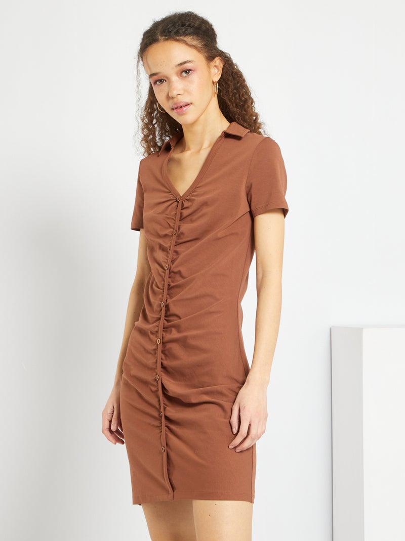 Vestido em malha elástica CASTANHO - Kiabi