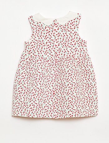 Vestido em malha amassada com gola em popelina