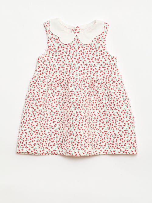 Vestido em malha enrugada com gola em popelina - Kiabi