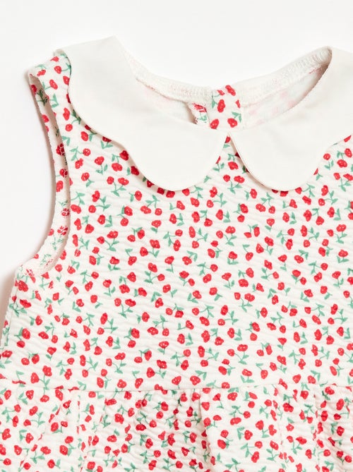 Vestido em malha enrugada com gola em popelina - Kiabi