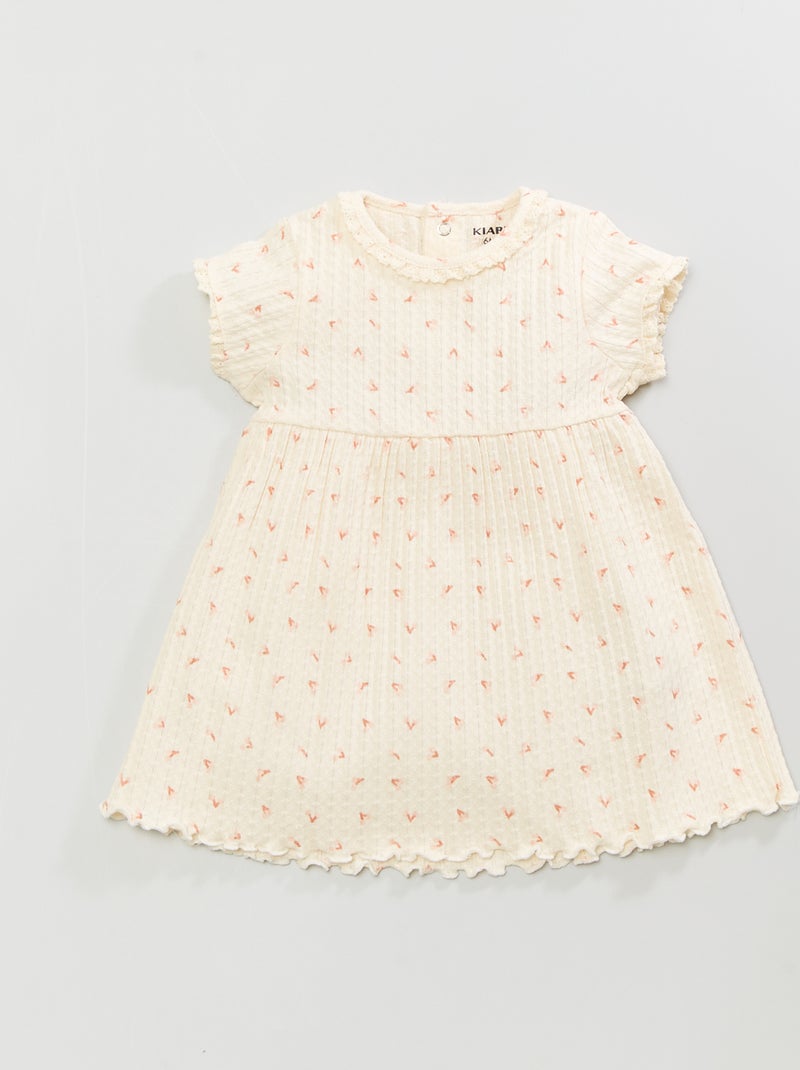 Vestido em malha estampada BRANCO - Kiabi