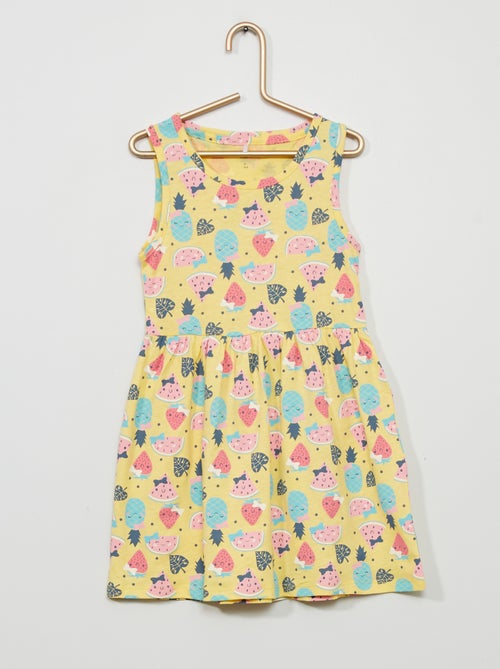 Vestido em malha estampada fantasia - Kiabi