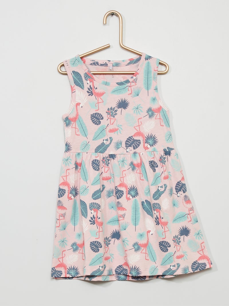 Vestido em malha estampada fantasia Rosa - Kiabi