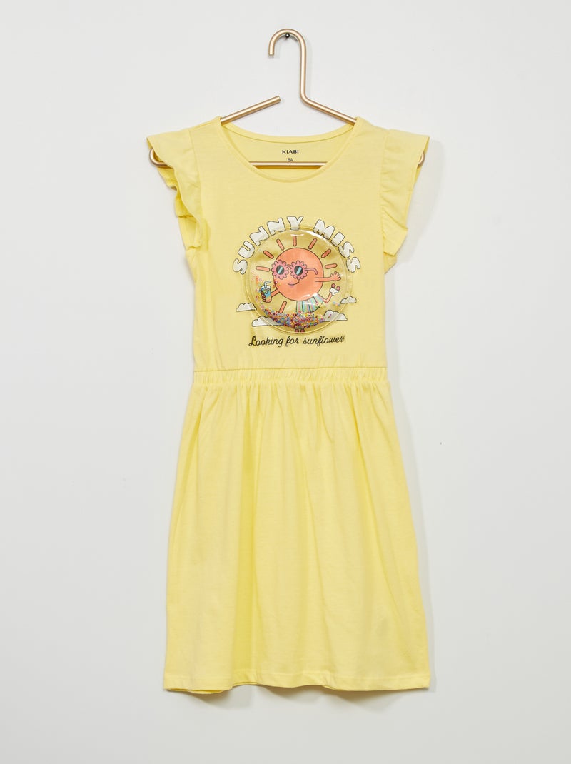 Vestido em malha fantasia AMARELO - Kiabi