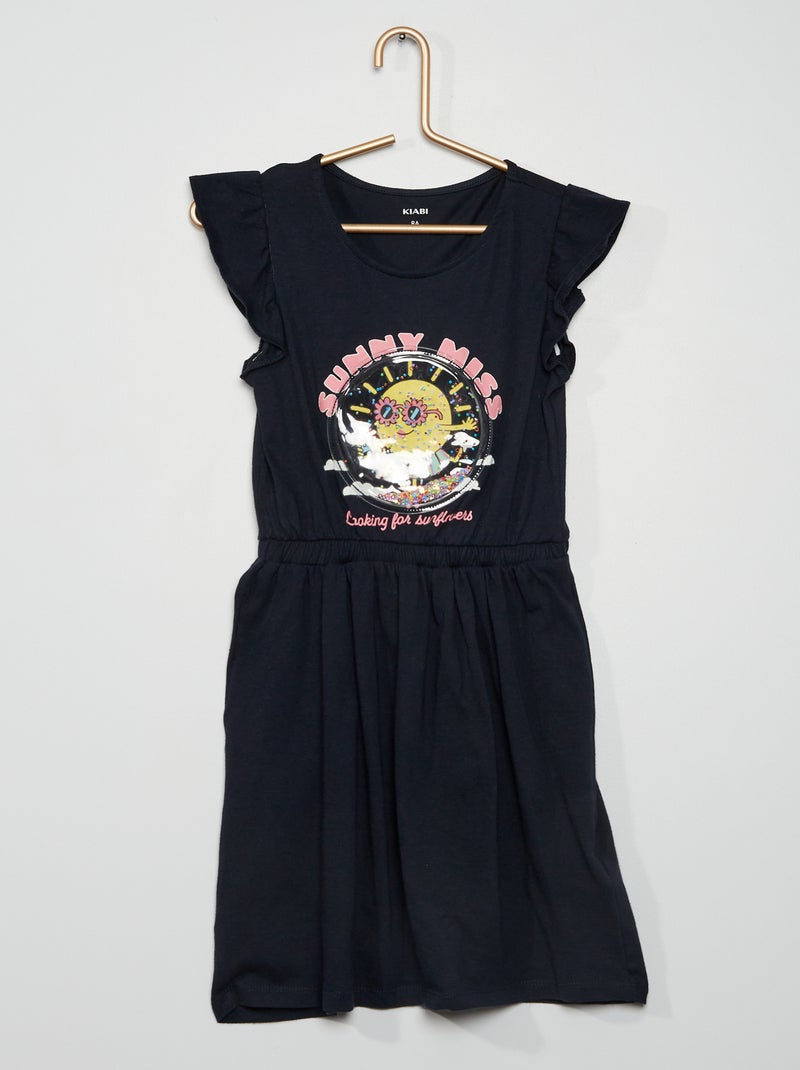Vestido em malha fantasia AZUL - Kiabi