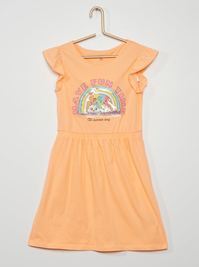 Vestido em malha fantasia LARANJA - Kiabi