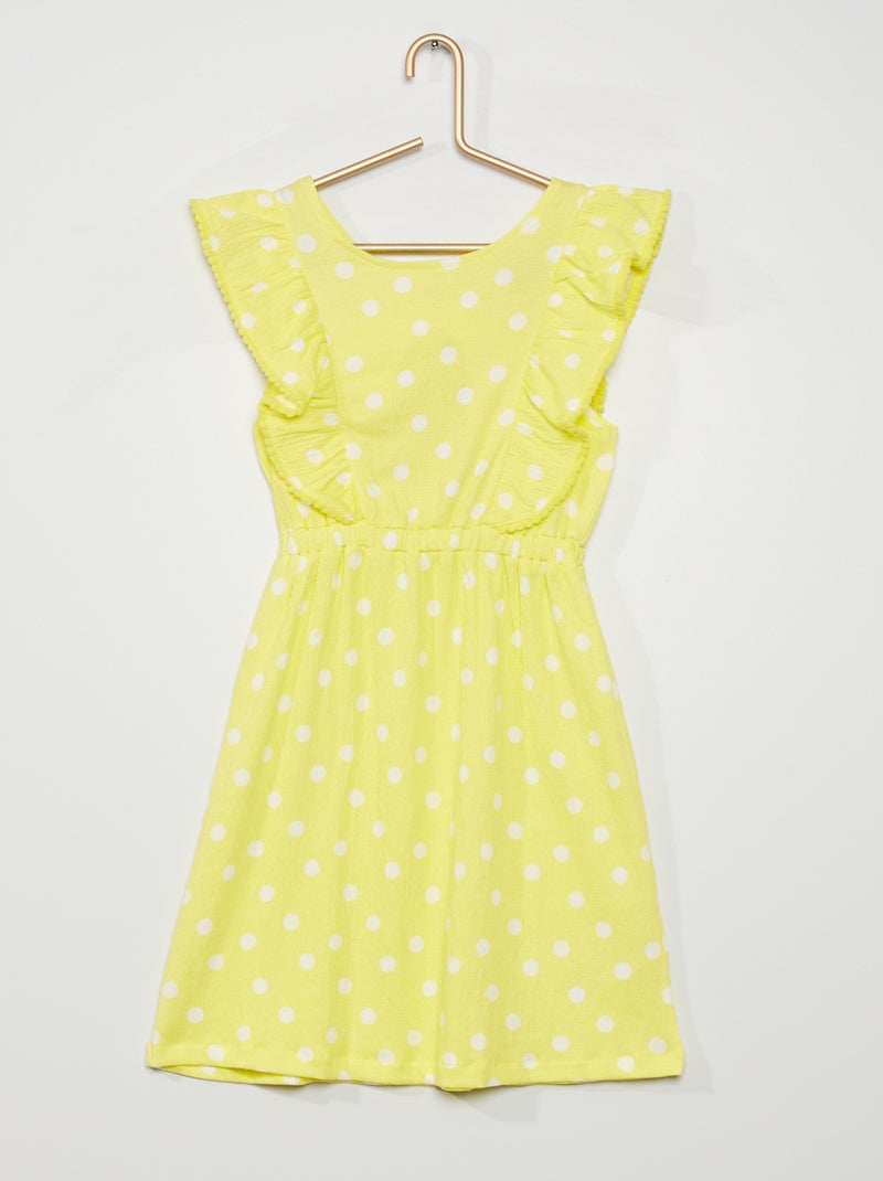 Vestido em malha gofrada AMARELO - Kiabi